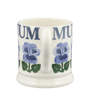 Emma Bridgewater Blue Pansies Mum Half Pint Mug